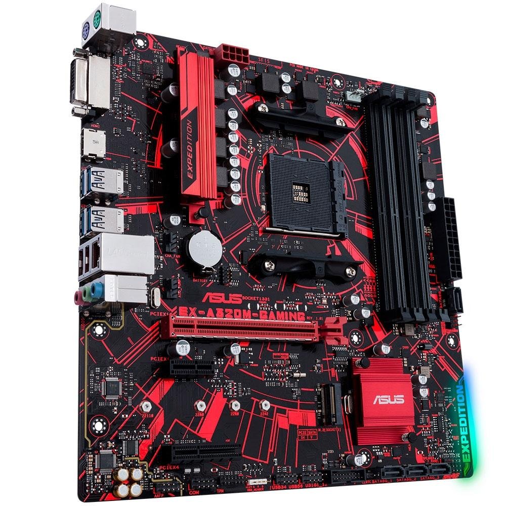 Imagem 2 de 8 do produto Placa-Mãe ASUS EX-A320M-Gaming, AMD AM4, mATX, DDR4, Preto