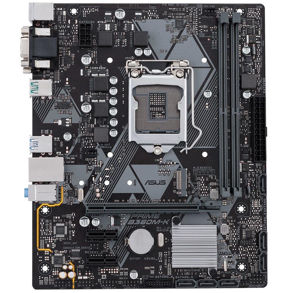 Imagem 2 de 7 do produto Placa-Mãe Asus Prime B360M-K, Intel LGA 1151, mATX, DDR4