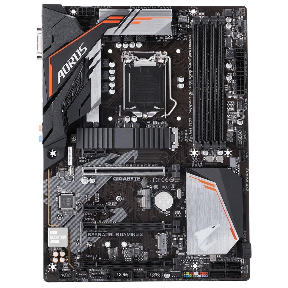 Placa-Mãe Gigabyte Aorus B360 Aorus Gaming 3, Intel LGA 1151, ATX, DDR4, Preto - B360 Aorus Gaming 3