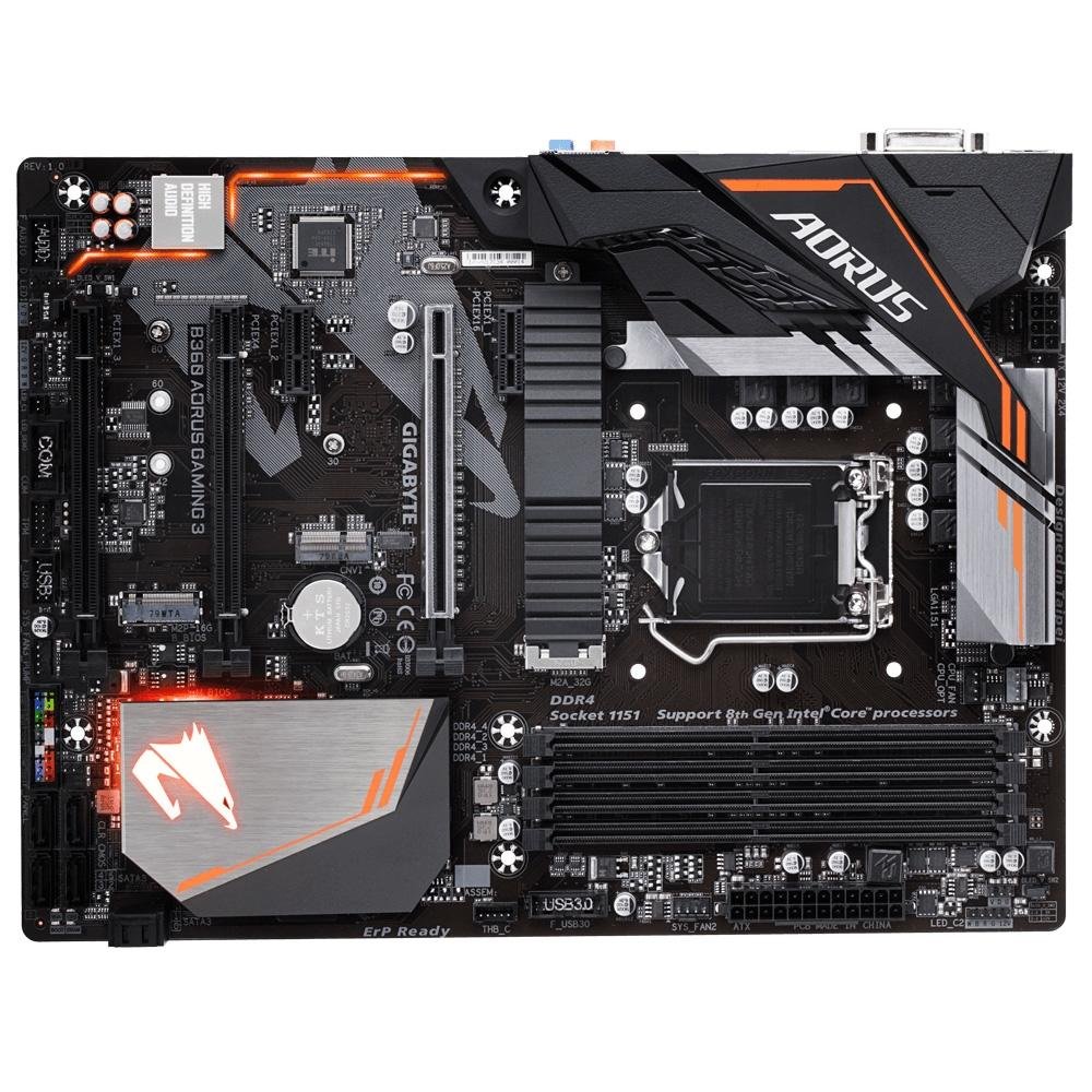 Placa-Mãe Gigabyte Aorus B360 Aorus Gaming 3, Intel LGA 1151, ATX, DDR4, Preto - B360 Aorus Gaming 3