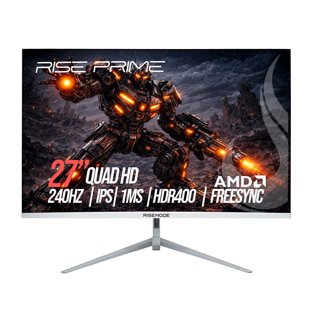 Monitor Gamer Rise Mode Prime 27, QHD, 240Hz, 1ms, IPS, FreeSync, HDR 400, HDMI e DisplayPort, Branco - RM-MOG-27F2402K-W