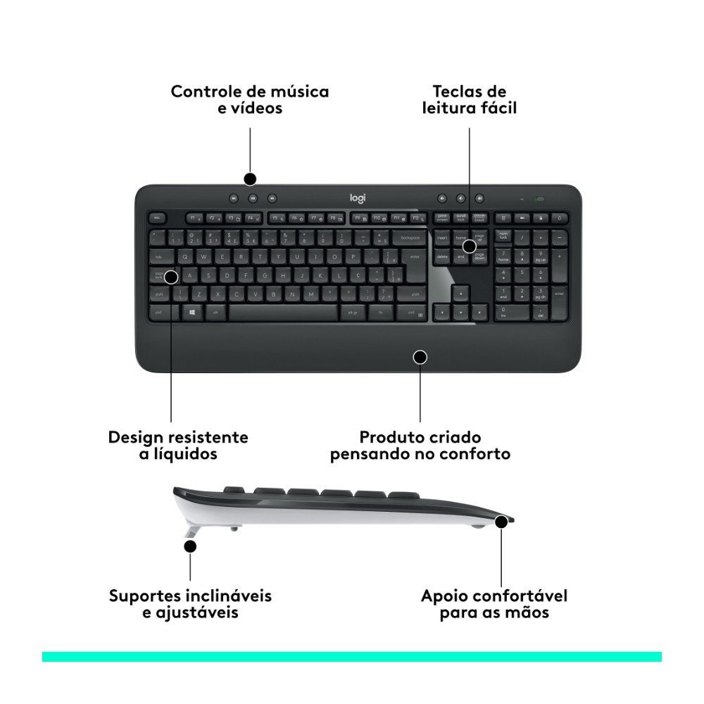 Teclado e Mouse ( Balão.info) MK540 Advanced Sem Fio Multimídia Tecnologia Unifying Cinza ( Balão.info) - 920-( Balão.info - foto 6