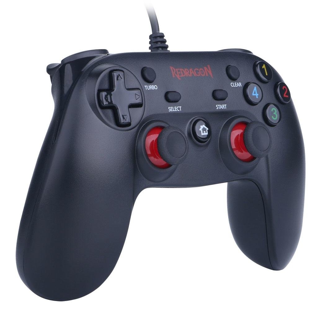 Imagem 2 de 6 do produto Controle Redragon Saturn PC/PS3 Preto Fosco/Vermelho - G807