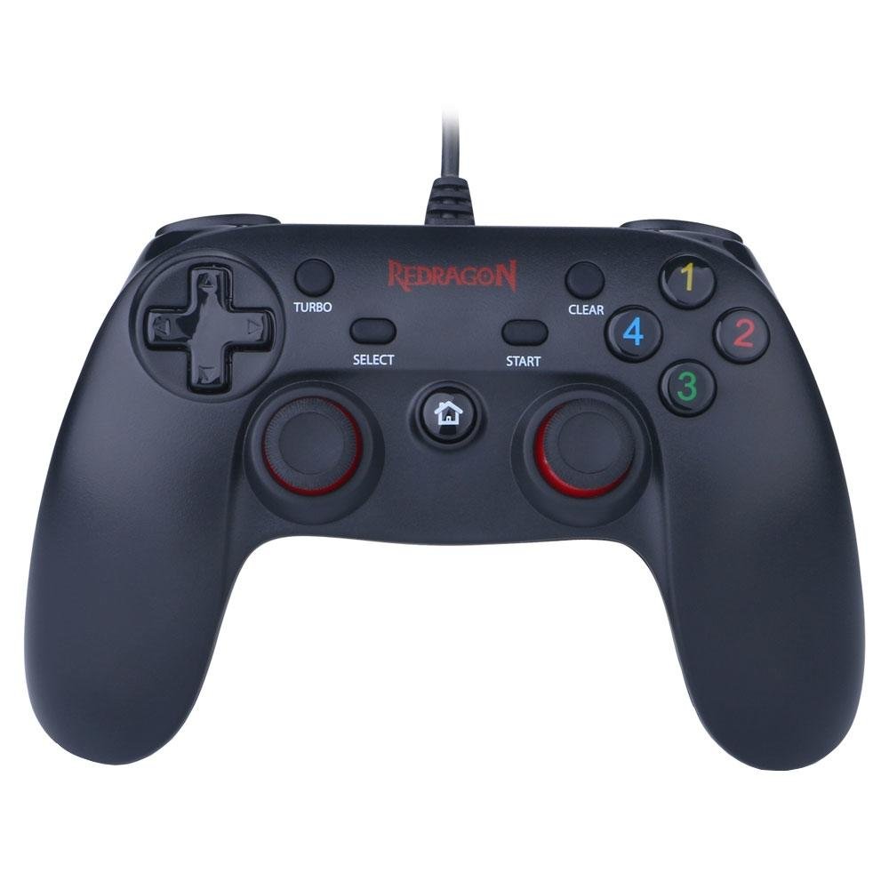 Controle Redragon Saturn PC/PS3 Preto Fosco/Vermelho - G807 | KaBuM!