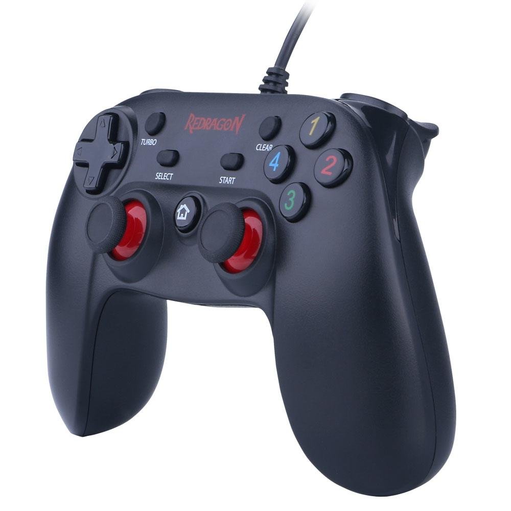 Imagem 3 de 6 do produto Controle Redragon Saturn PC/PS3 Preto Fosco/Vermelho - G807