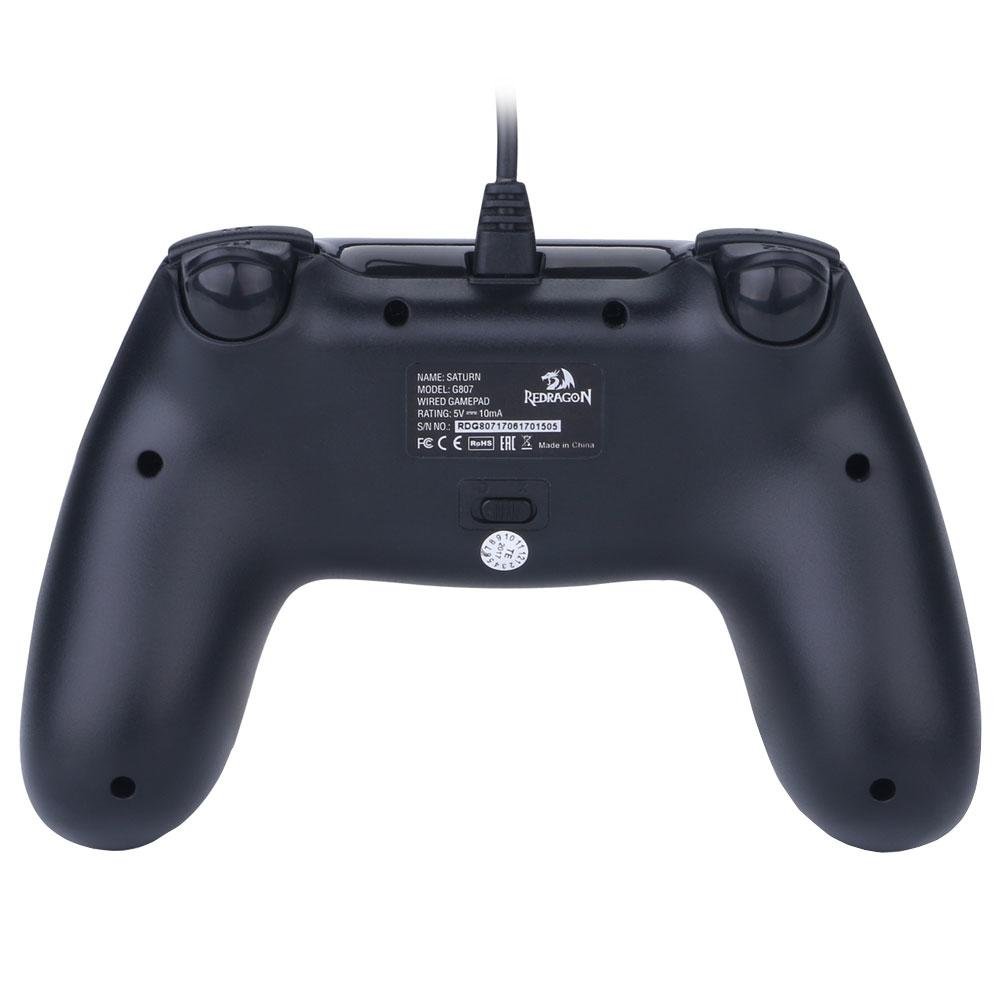 Imagem 4 de 6 do produto Controle Redragon Saturn PC/PS3 Preto Fosco/Vermelho - G807