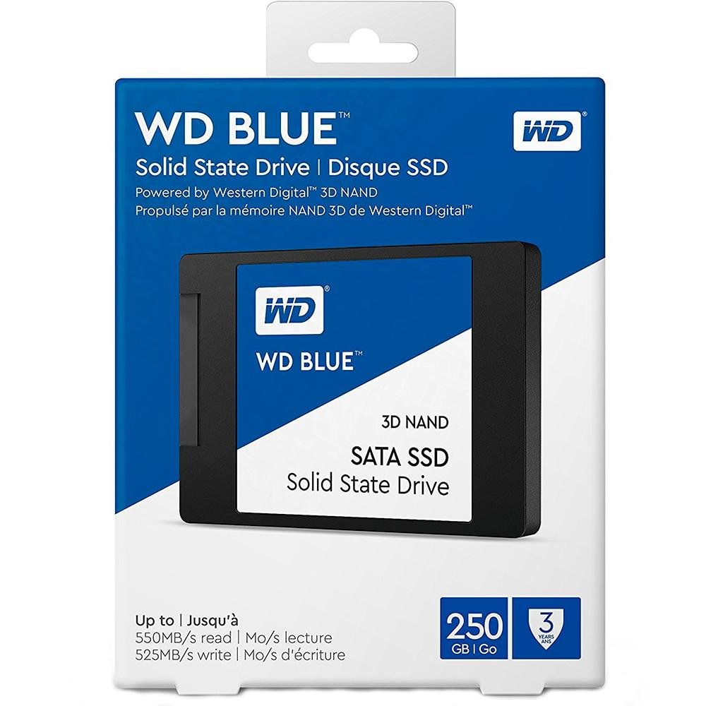 Imagem 5 de 5 do produto SSD WD Blue, 250GB, SATA, Leitura 550MB/s, Gravação 525MB/s - WDS250G2B0A