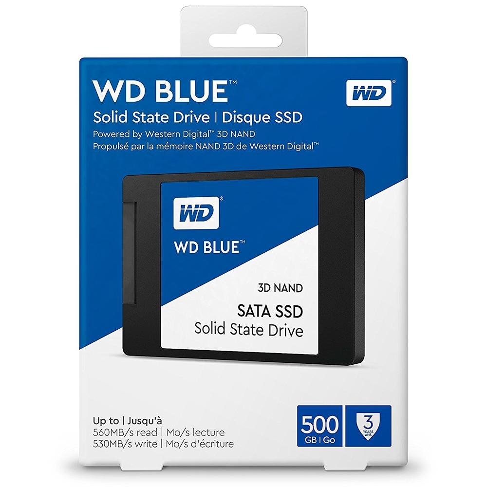 Imagem 5 de 5 do produto SSD WD Blue, SATA, 500GB, 2.5", Leitura 560MB/s, Gravação 530MB/s, Preto - WDS500G2B0A