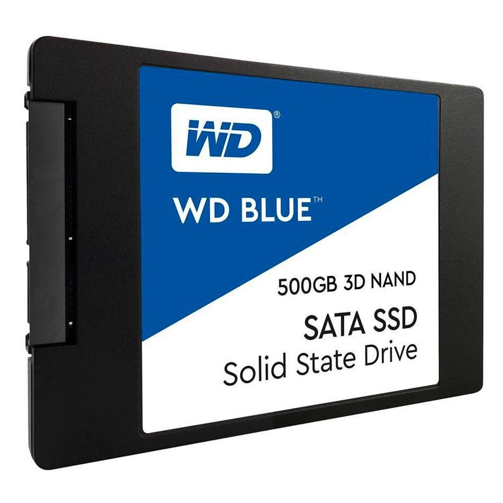 Imagem 2 de 5 do produto SSD WD Blue, SATA, 500GB, 2.5", Leitura 560MB/s, Gravação 530MB/s, Preto - WDS500G2B0A