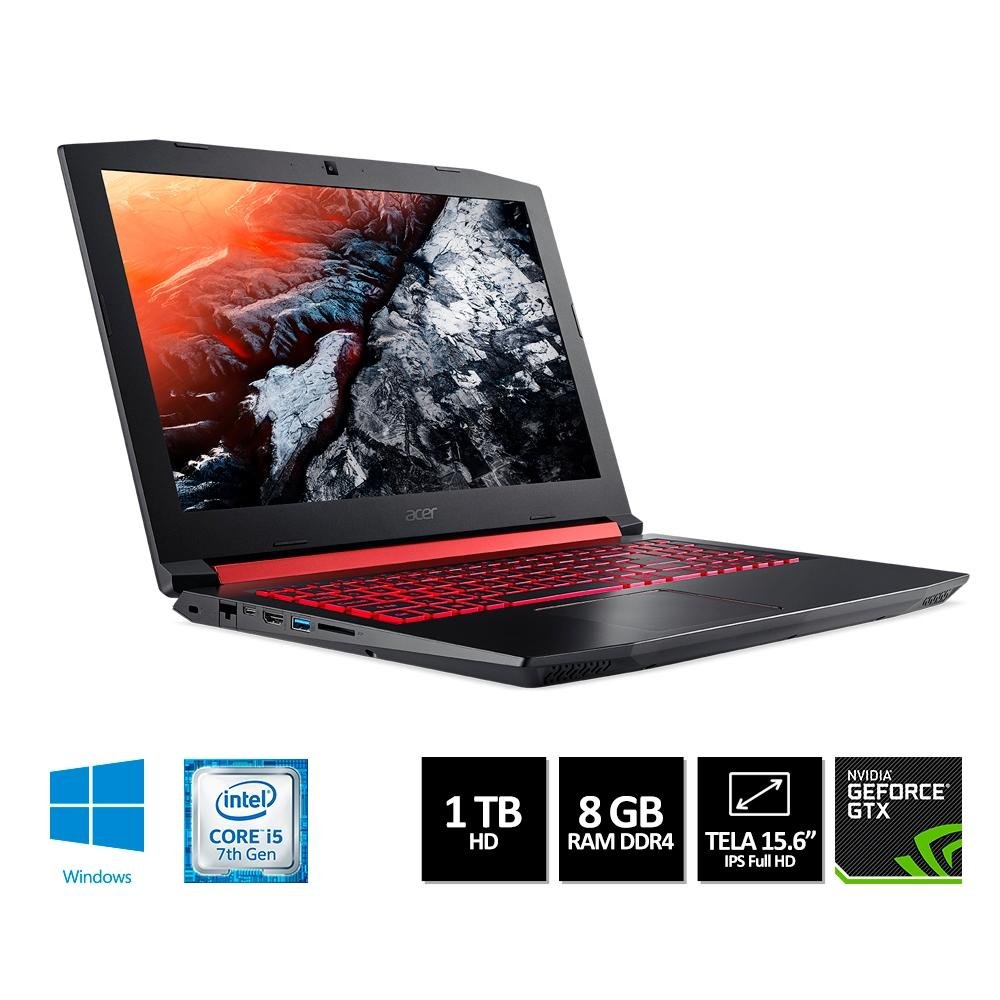 Notebook Gamer Acer Aspire Nitro 5 Intel Core i5-7300HQ 8GB 1TB NVIDIA GeForce GTX 1050 4GB GDDR5 15,6´´ AN515-51-50U2