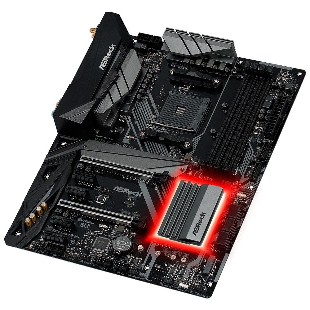Imagem 4 de 5 do produto Placa-Mãe ASRock X470 Master SLI/AC, AMD AM4, ATX, DDR4