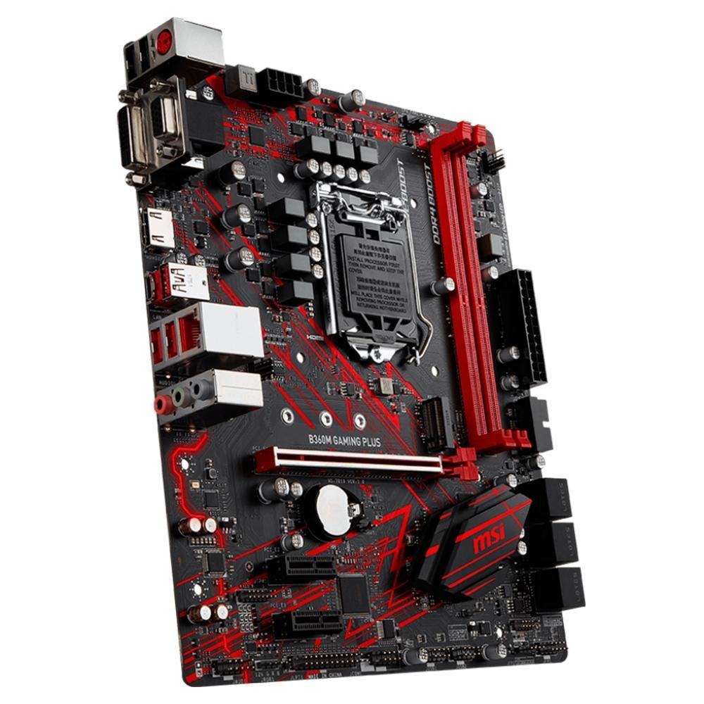 Imagem 2 de 6 do produto Placa-Mãe MSI B360M Gaming Plus, Intel LGA 1151, mATX, DDR4, Preto
