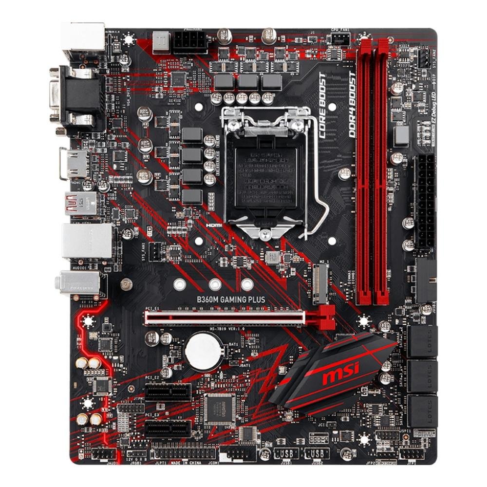 Imagem 3 de 6 do produto Placa-Mãe MSI B360M Gaming Plus, Intel LGA 1151, mATX, DDR4, Preto
