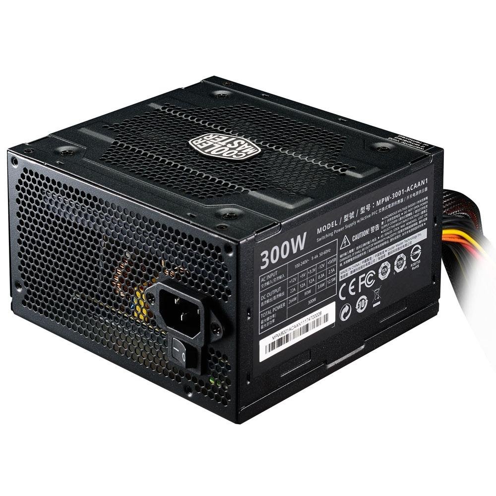 Fonte Cooler Master Elite V3, 300W, PFC Ativo, Sem Cabo, Preto - MPW-3001-ACAAN1 Fonte Cooler Master Elite V3, 300W, PFC Ativo, Sem Cabo, Preto - MPW-3001-ACAAN1