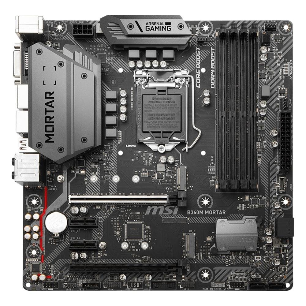 Placa-Mãe MSI B360M Mortar, Intel LGA 1151, mATX, DDR4, Preto - B360M Placa-Mãe MSI B360M Mortar, Intel LGA 1151, mATX, DDR4, Preto - B360M