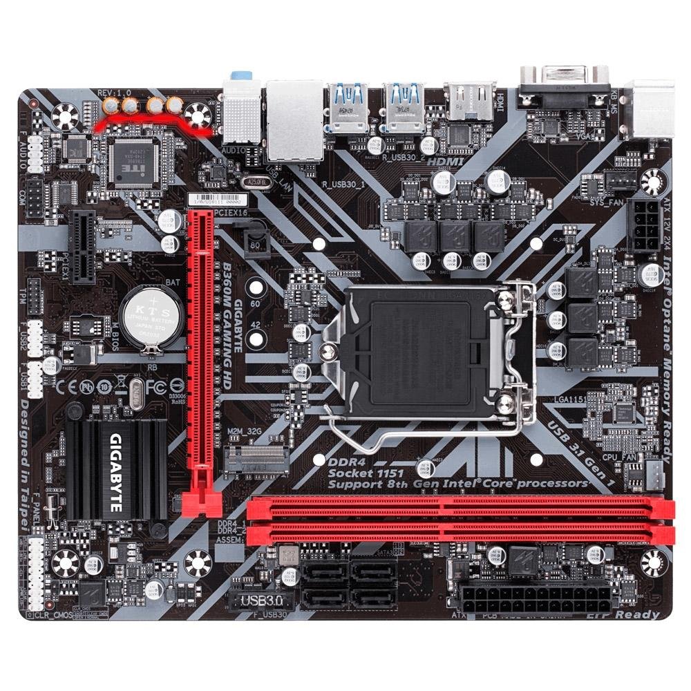 Imagem 2 de 6 do produto Placa-Mãe Gigabyte B360M Gaming HD, Intel LGA 1151, mATX, DDR4
