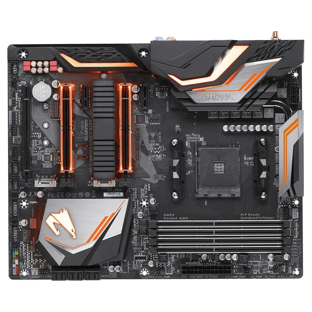 Placa-Mãe Aorus X470 Aorus Gaming 5 Wi-Fi, AMD AM4, ATX, DDR4 Placa-Mãe Aorus X470 Aorus Gaming 5 Wi-Fi, AMD AM4, ATX, DDR4