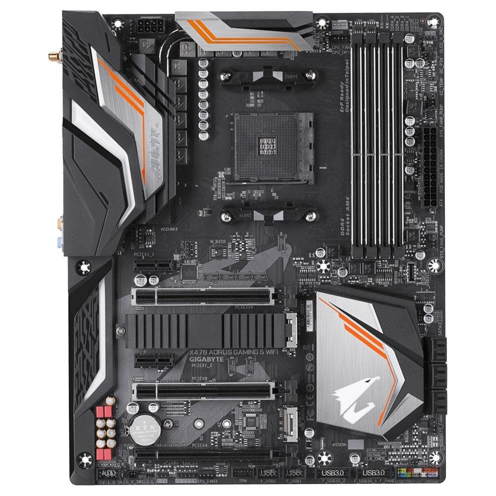 Placa-Mãe Aorus X470 Aorus Gaming 5 Wi-Fi, AMD AM4, ATX, DDR4 Placa-Mãe Aorus X470 Aorus Gaming 5 Wi-Fi, AMD AM4, ATX, DDR4