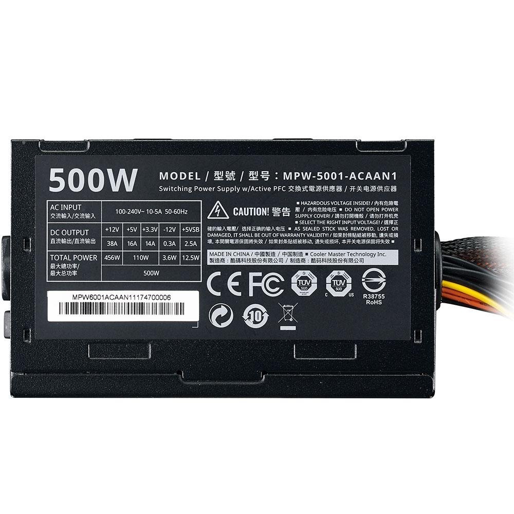 Imagem 7 de 8 do produto Fonte Cooler Master Elite V3, 500W - MPW-5001-ACAAN1
