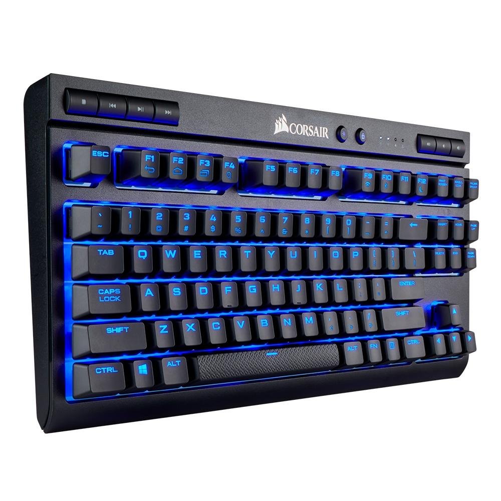 Imagem 3 de 12 do produto Teclado Mecânico Gamer Corsair K63, Wireless, LED Azul, Bluetooth, Switch Cherry MX Red, US - CH-9145030-NA