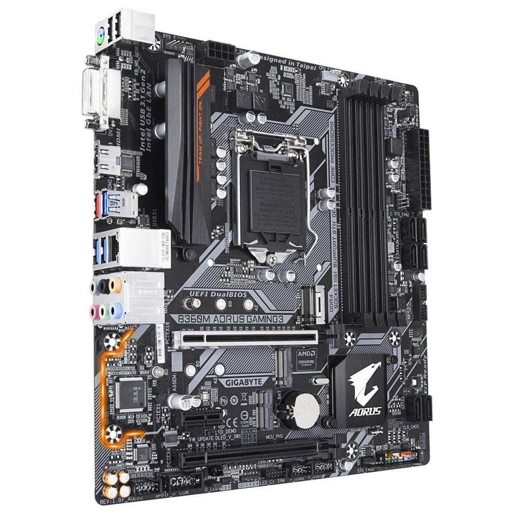 Placa-Mãe Gigabyte Aorus B360M Aorus Gaming 3, Intel LGA 1151, mATX, DDR4, Preto - B360M AORUS GAMING 3