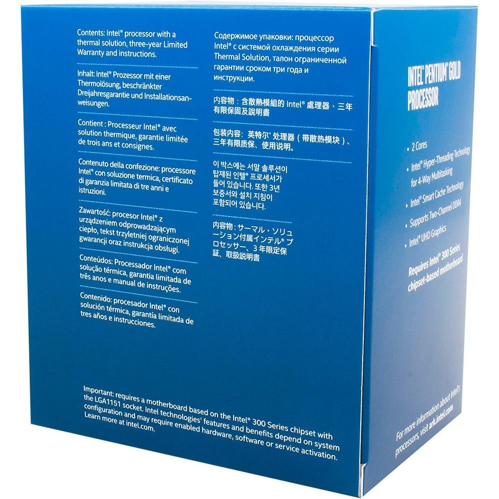 Imagem 2 de 2 do produto Processador Intel Pentium G5500 Coffee Lake, Cache 4MB, 3.8Ghz, LGA 1151 - BX80684G5500
