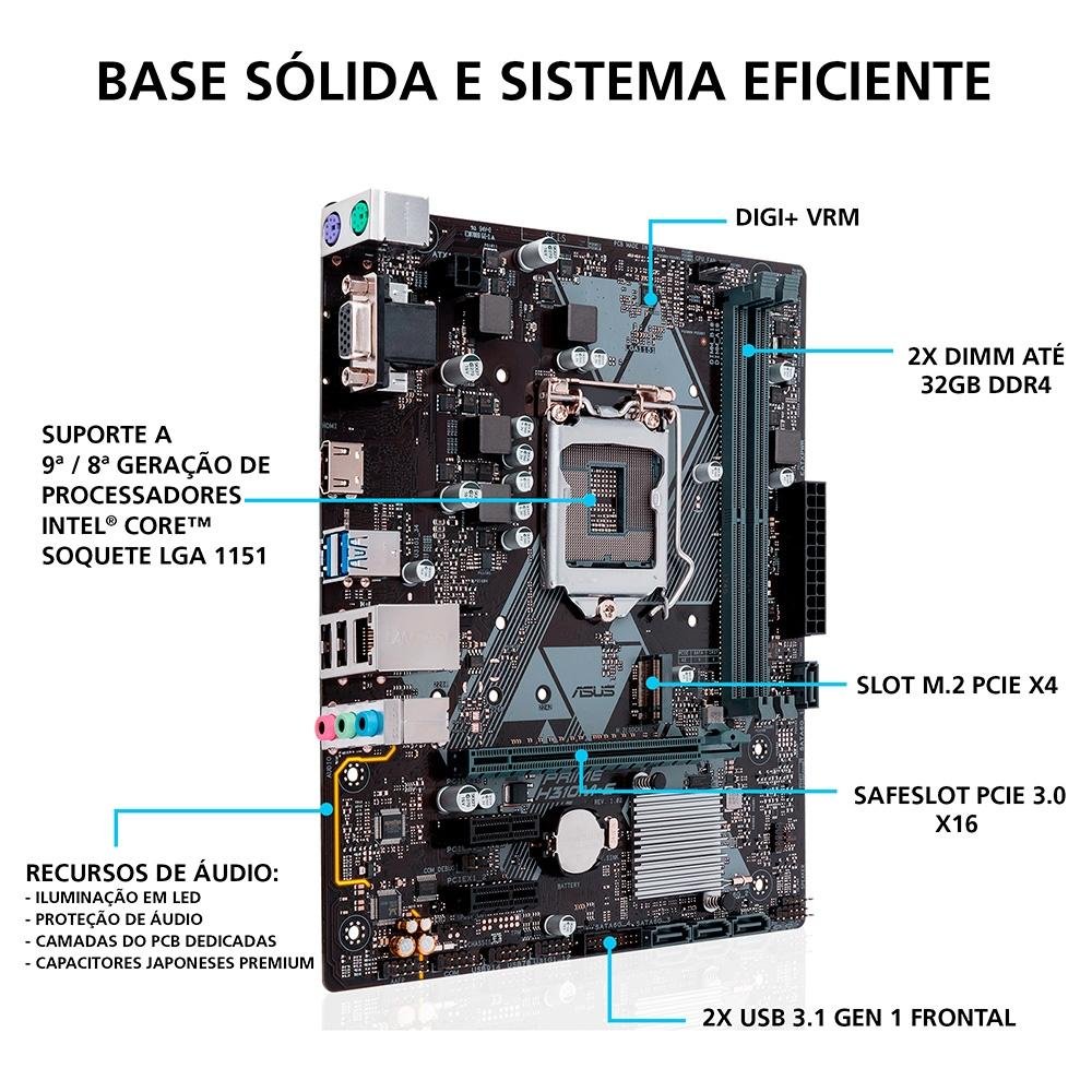 Placa Mãe Asus Prime H310M-E/BR, Intel LGA 1151, mATX, DDR4 | KaBuM!