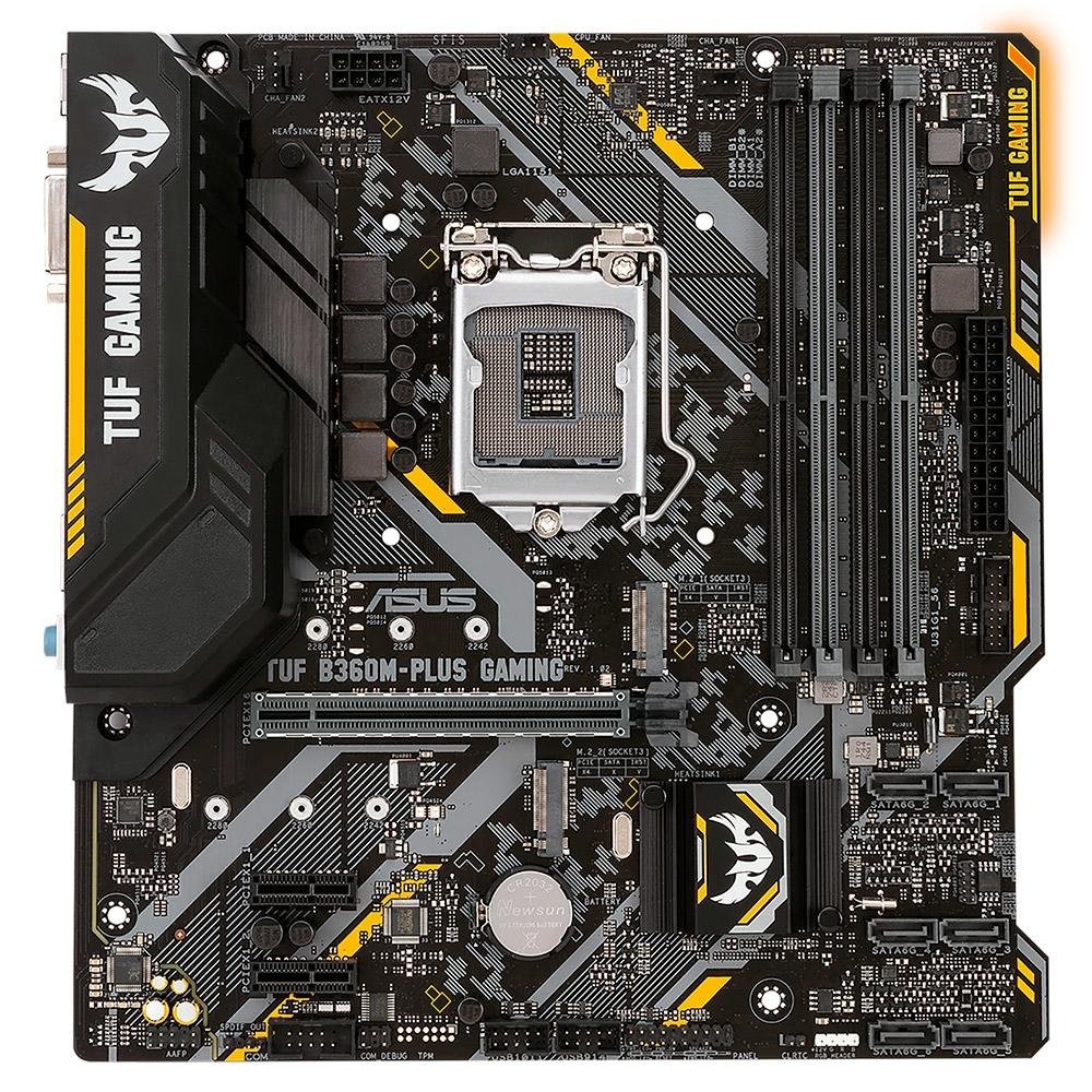 Imagem 7 de 10 do produto Placa-Mãe ASUS TUF B360M-Plus Gaming/BR, Intel LGA 1151, mATX, DDR4, Preto - TUF B360M-PLUS GAMING/BR