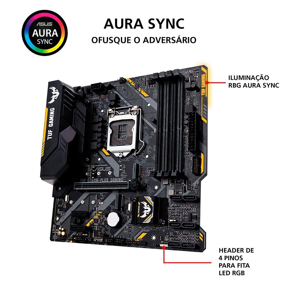 Imagem 3 de 10 do produto Placa-Mãe ASUS TUF B360M-Plus Gaming/BR, Intel LGA 1151, mATX, DDR4, Preto - TUF B360M-PLUS GAMING/BR
