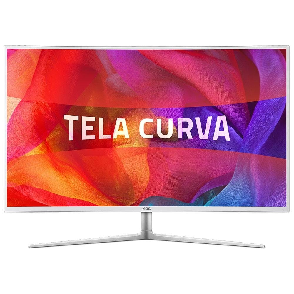 Monitor AOC LED 40´ Widescreen Curvo, Full HD, HDMI/VGA/DVI, Som Integrado, Altura Ajustável, Branco - C4008VH8