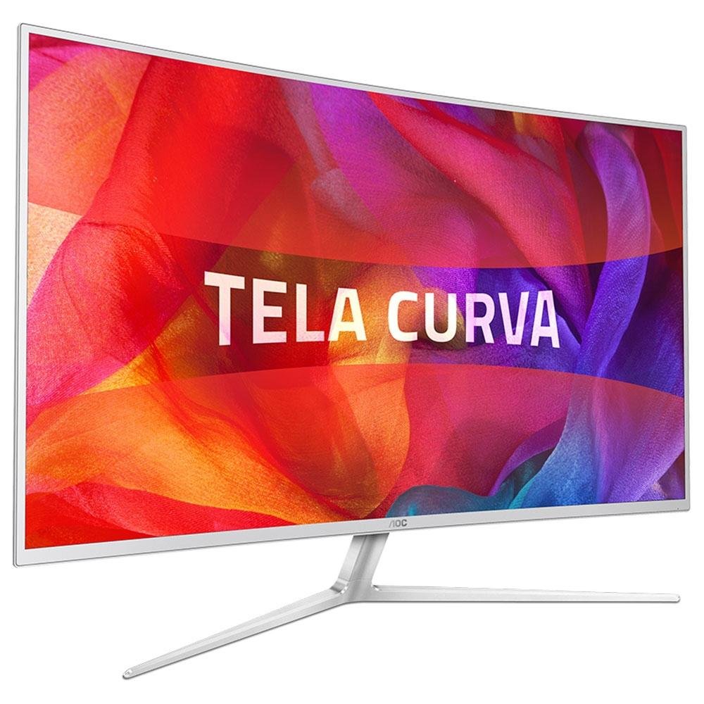 Monitor AOC LED 40´ Widescreen Curvo, Full HD, HDMI/VGA/DVI, Som Integrado, Altura Ajustável, Branco - C4008VH8