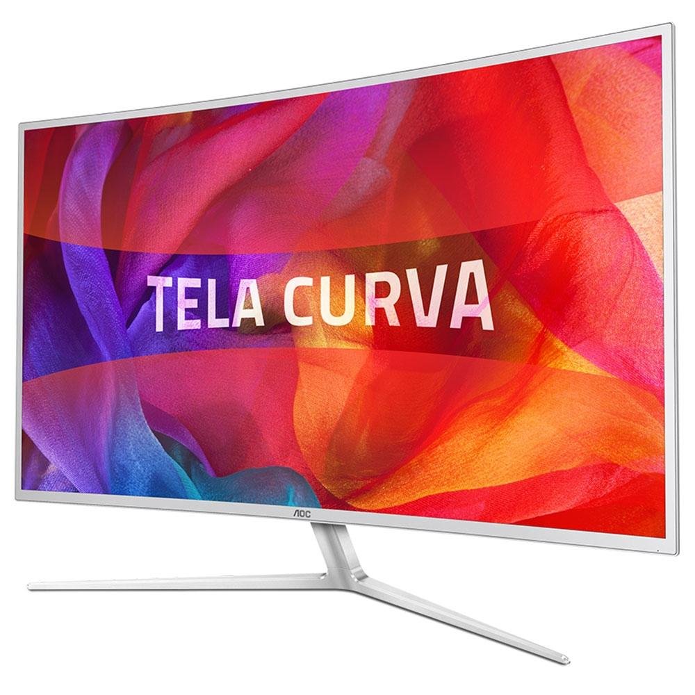Monitor AOC LED 40´ Widescreen Curvo, Full HD, HDMI/VGA/DVI, Som Integrado, Altura Ajustável, Branco - C4008VH8