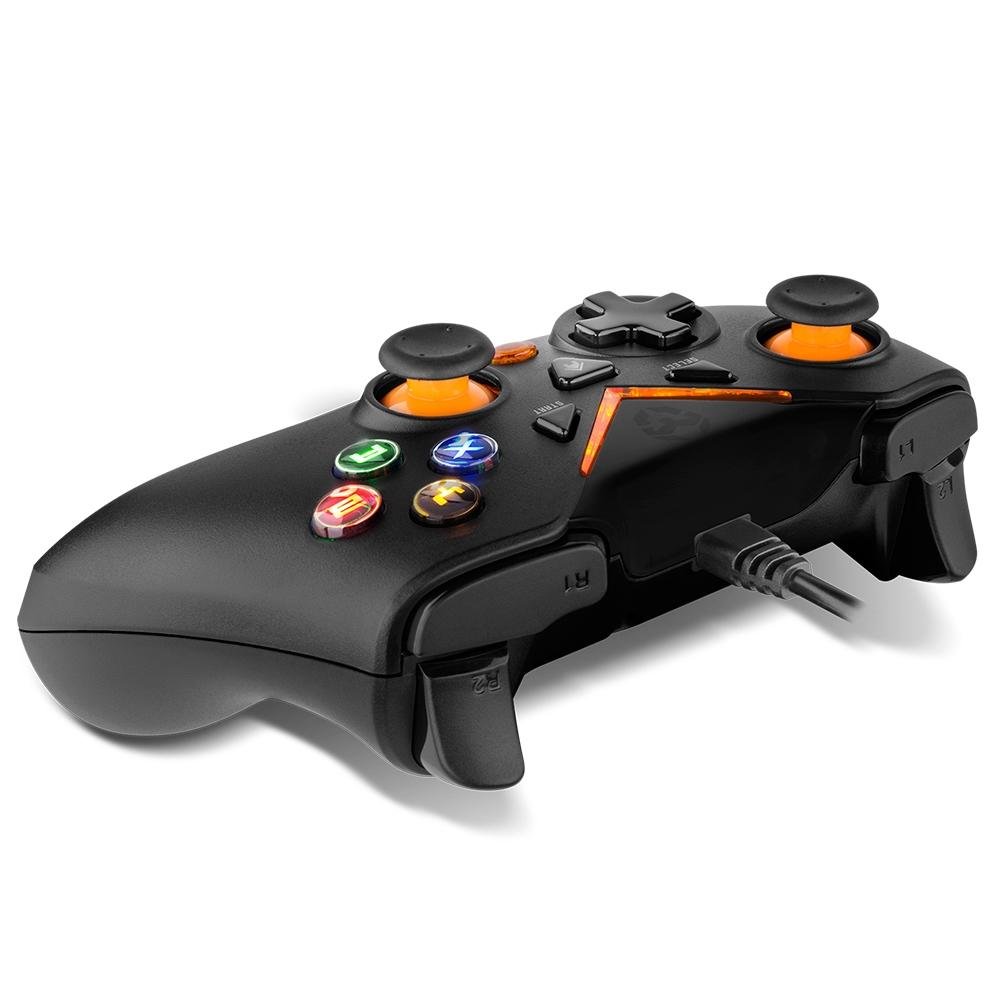 Controle NOX Krom Gaming KEY, PC, PS3, Android, Preto Fosco/Laranja - NXKROMKEY Controle NOX Krom Gaming KEY, PC, PS3, Android, Preto Fosco/Laranja - NXKROMKEY