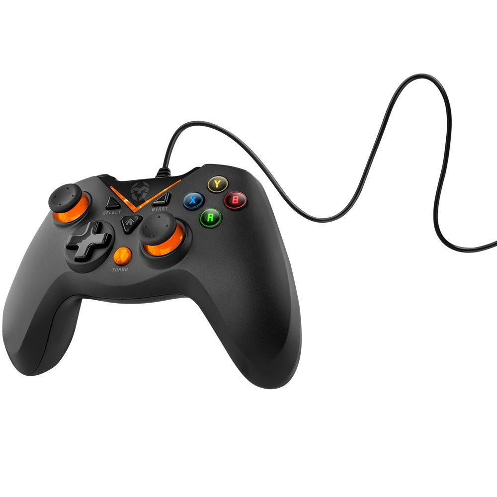 Controle NOX Krom Gaming KEY, PC, PS3, Android, Preto Fosco/Laranja - NXKROMKEY Controle NOX Krom Gaming KEY, PC, PS3, Android, Preto Fosco/Laranja - NXKROMKEY