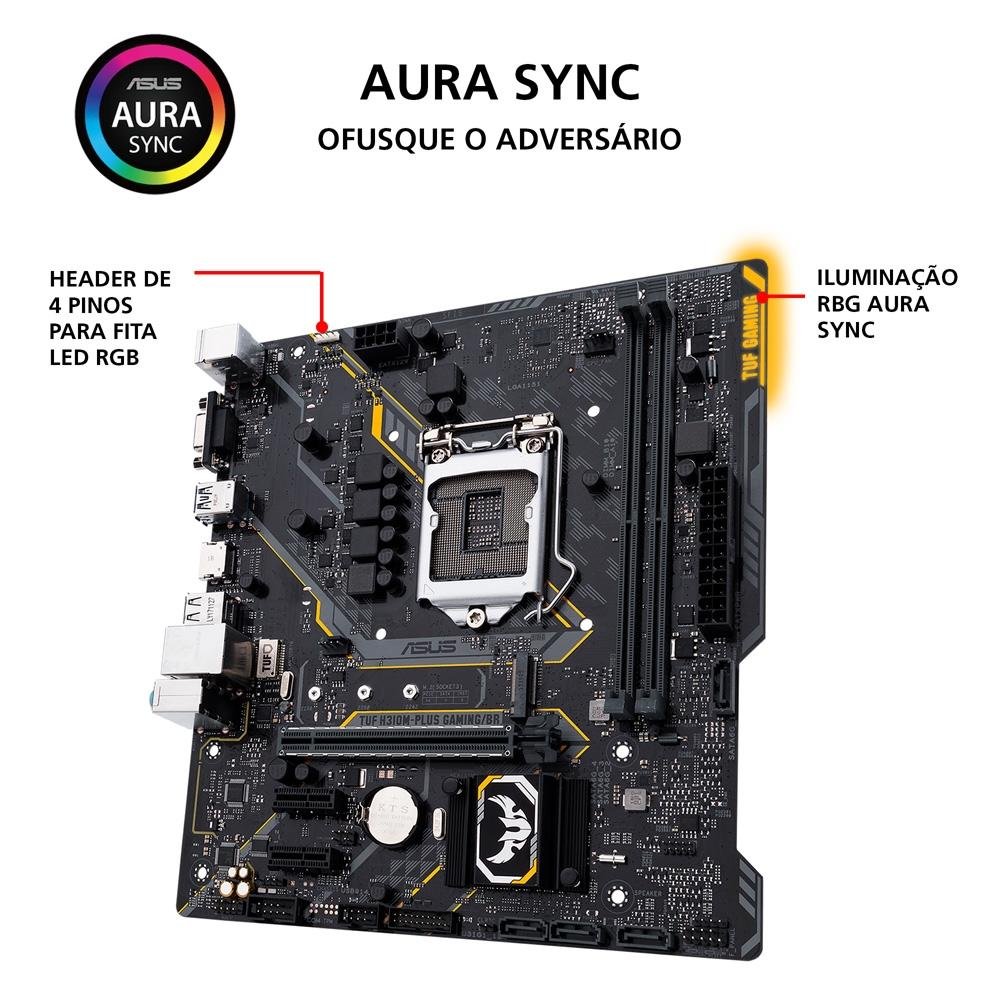 Imagem 8 de 10 do produto Placa-Mãe ASUS TUF Gaming H310M-Plus/BR, Intel LGA 1151, mATX, DDR4, Preto - TUF H310M-Plus Gaming/BR