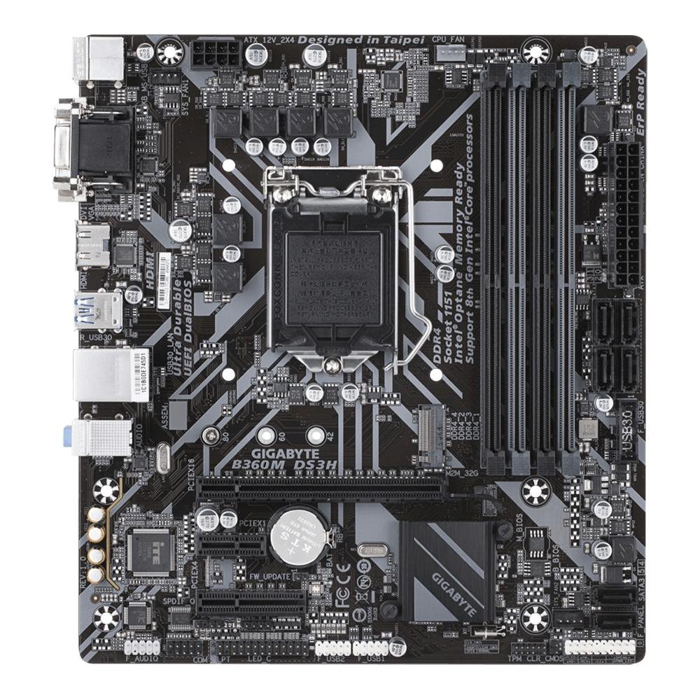 Placa-Mãe Gigabyte B360M DS3H, Intel LGA 1151, mATX, DDR4, Preto - B360M DS3H