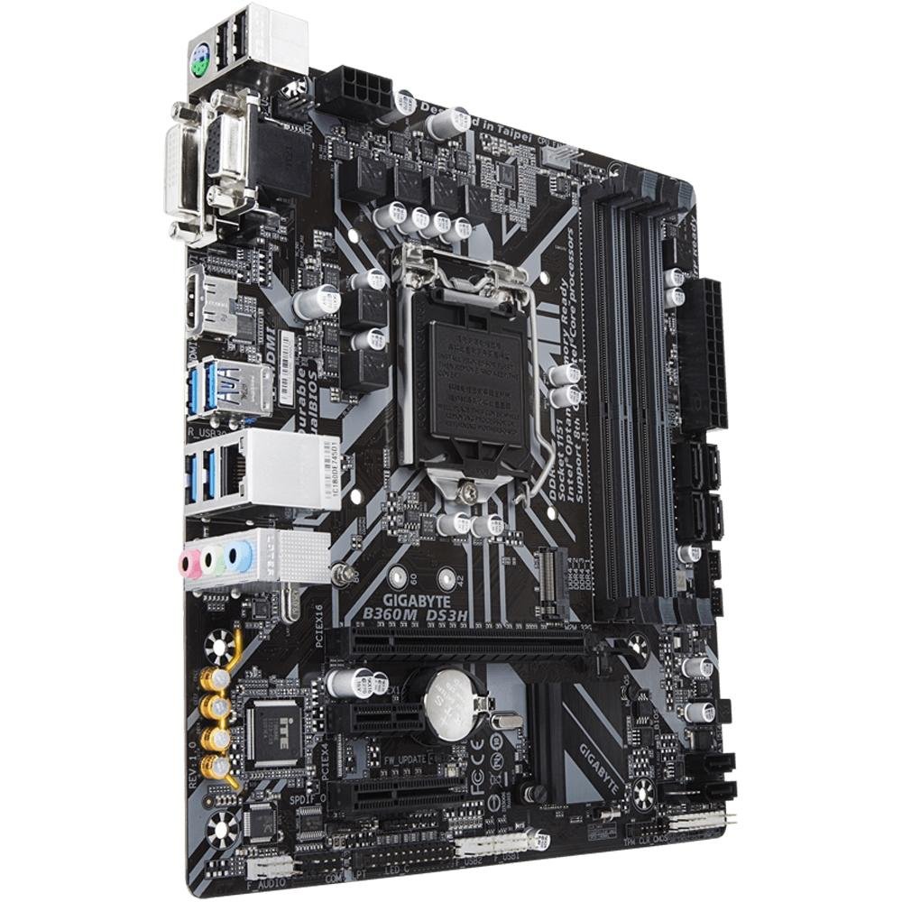 Placa-Mãe Gigabyte B360M DS3H, Intel LGA 1151, mATX, DDR4, Preto - B360M DS3H