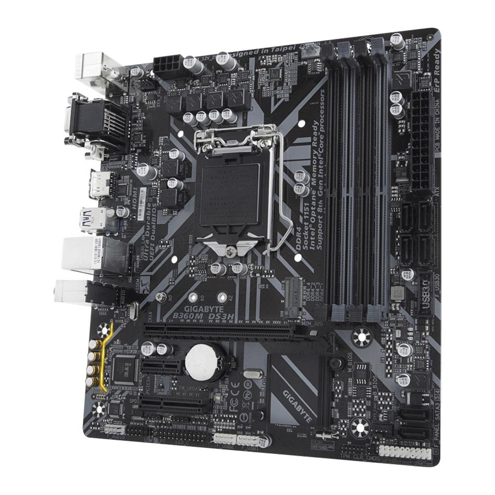 Placa-Mãe Gigabyte B360M DS3H, Intel LGA 1151, mATX, DDR4, Preto - B360M DS3H