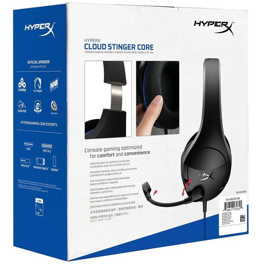 Imagem 9 de 9 do produto Headset Gamer HyperX Cloud Stinger Core, Drivers 40mm, PS5 PS4 Xbox One e Nintendo Switch, P3, Preto e Azul - HX-HSCSC-BK