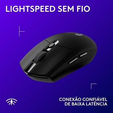 Mouse Gamer Sem Fio Logitech G305 LIGHTSPEED, 12000 DPI, 6 Botões, Preto - 910-005281