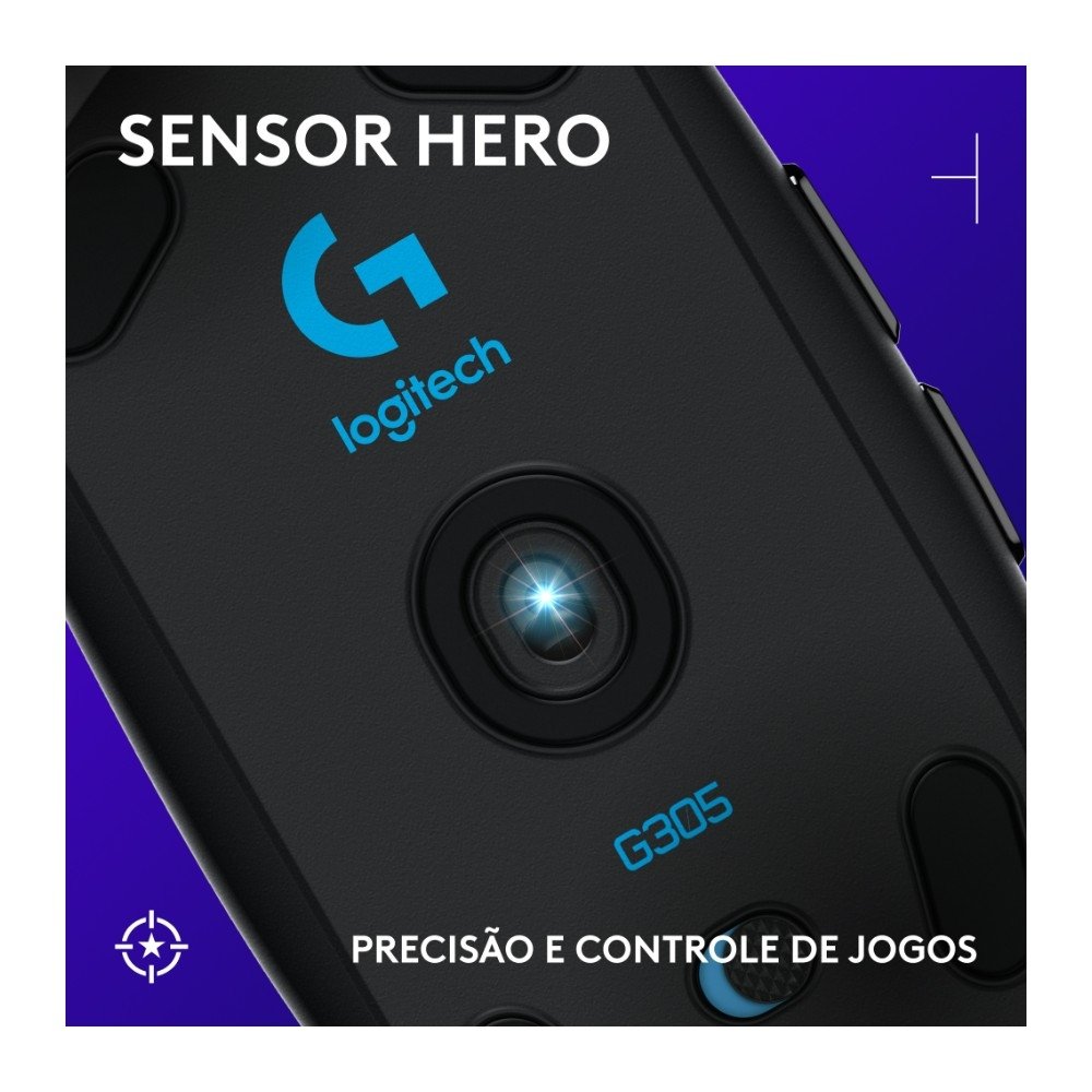Mouse Gamer Sem Fio Logitech G305 LIGHTSPEED, 12000 DPI, 6 Botões, Preto - 910-005281 Mouse Gamer Sem Fio Logitech G305 LIGHTSPEED, 12000 DPI, 6 Botões, Preto - 910-005281