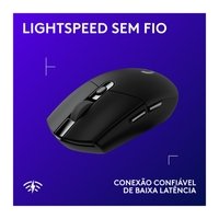 Mouse Gamer Sem Fio Logitech G305 LIGHTSPEED, 12000 DPI, 6 Botões, Preto - 910-005281