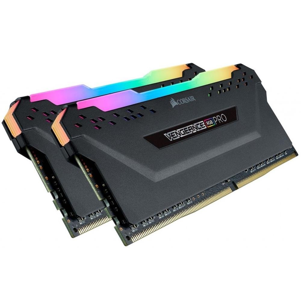 美品64GB CORSAIR VENGEANCE RGB PRO 16G×4OC Memória Corsair Vengeance PRO RGB - 64GB (4x16GB), DDR4, 3600Mhz