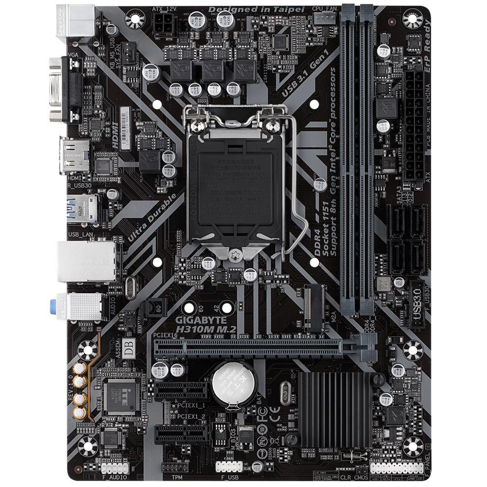 Imagem 2 de 5 do produto Placa-Mãe Gigabyte H310M M.2, Intel LGA 1151, mATX, DDR4, Preto