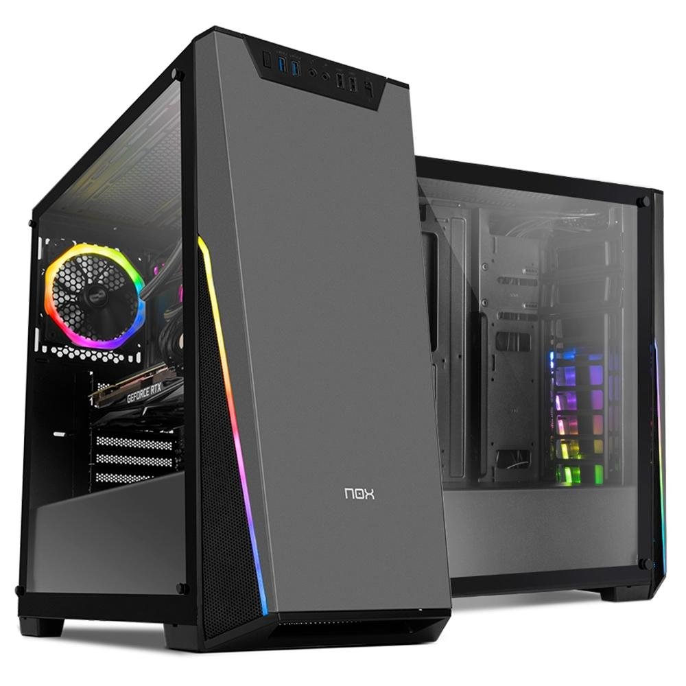 Gabinete NOX Infinity Sigma, RGB Rainbow, Lateral Vidro Temperado,Controlador de Fan, Preto - NXINFINTYSIGMA Gabinete NOX Infinity Sigma, RGB Rainbow, Lateral Vidro Temperado,Controlador de Fan, Preto - NXINFINTYSIGMA