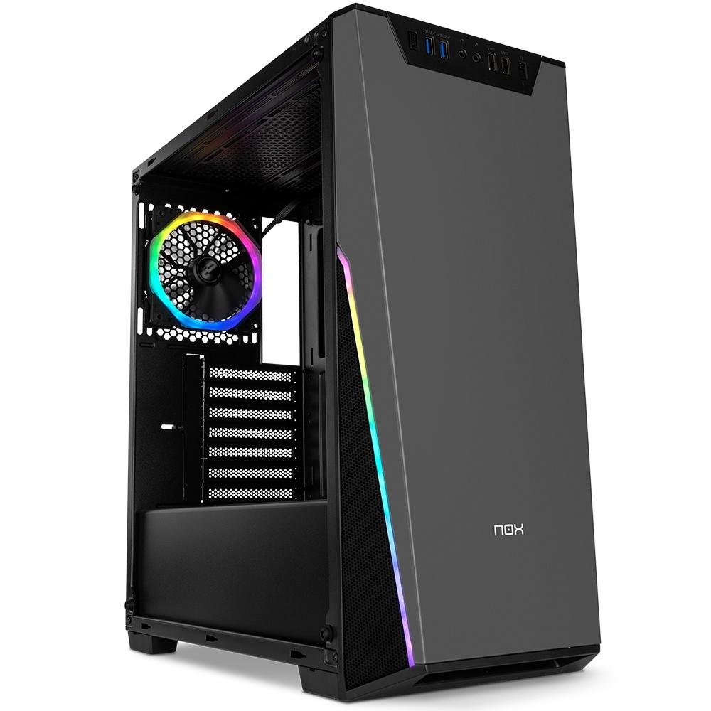 Gabinete NOX Infinity Sigma, RGB Rainbow, Lateral Vidro Temperado,Controlador de Fan, Preto - NXINFINTYSIGMA Gabinete NOX Infinity Sigma, RGB Rainbow, Lateral Vidro Temperado,Controlador de Fan, Preto - NXINFINTYSIGMA