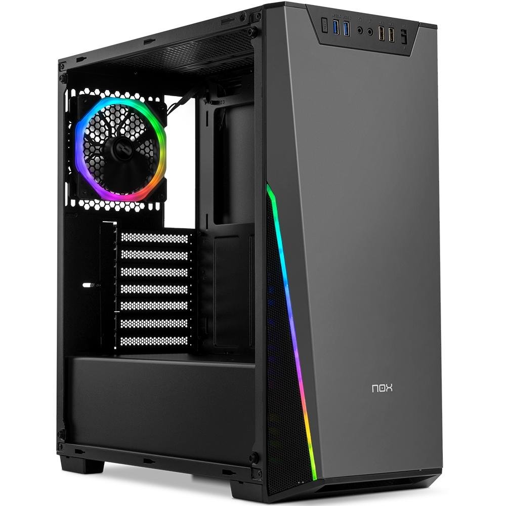 Gabinete NOX Infinity Sigma, RGB Rainbow, Lateral Vidro Temperado,Controlador de Fan, Preto - NXINFINTYSIGMA Gabinete NOX Infinity Sigma, RGB Rainbow, Lateral Vidro Temperado,Controlador de Fan, Preto - NXINFINTYSIGMA