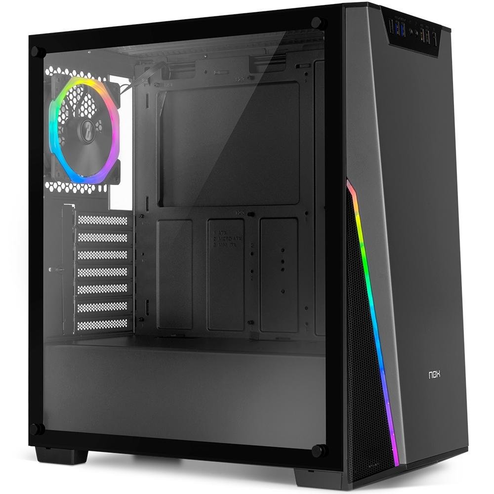 Gabinete NOX Infinity Sigma, RGB Rainbow, Lateral Vidro Temperado,Controlador de Fan, Preto - NXINFINTYSIGMA Gabinete NOX Infinity Sigma, RGB Rainbow, Lateral Vidro Temperado,Controlador de Fan, Preto - NXINFINTYSIGMA