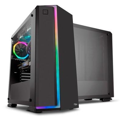 Gabinete NOX INFINITY NEON, Painel lateral em Vidro Temperado, Frontal com Iluminação Rainbow, 1 FAN RGB - NXINFINTYNEON