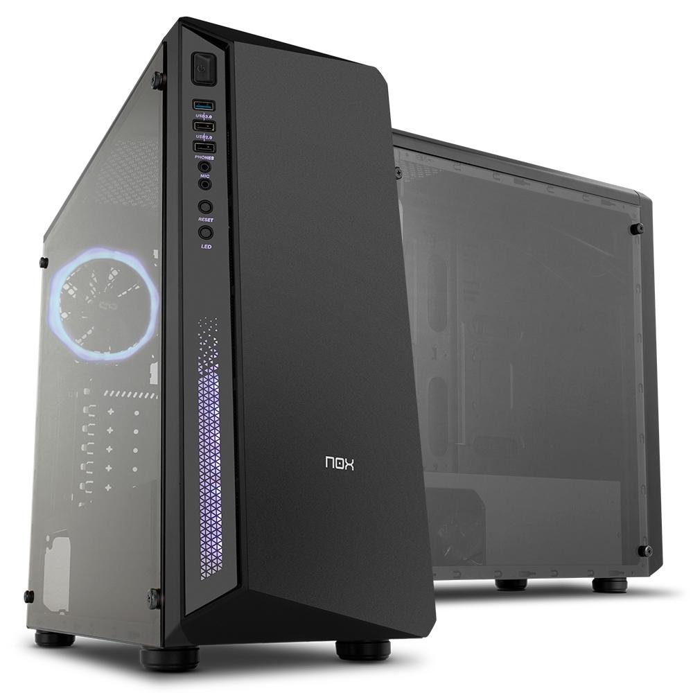 Imagem 2 de 17 do produto Gabinete NOX Infinity Atom, Mid Tower, Lateral em Vidro Temperado, 1 FAN RGB, USB 3.0, Preto - NXINFINTYATOM